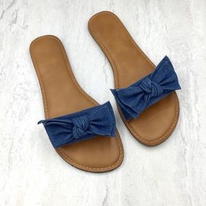 MOVING MAKE OFFER! Denim Bow Slide on Sandal